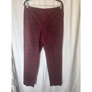 Talbots Red &‎ Black Leopard Print Ankle Pants sz 10P M11